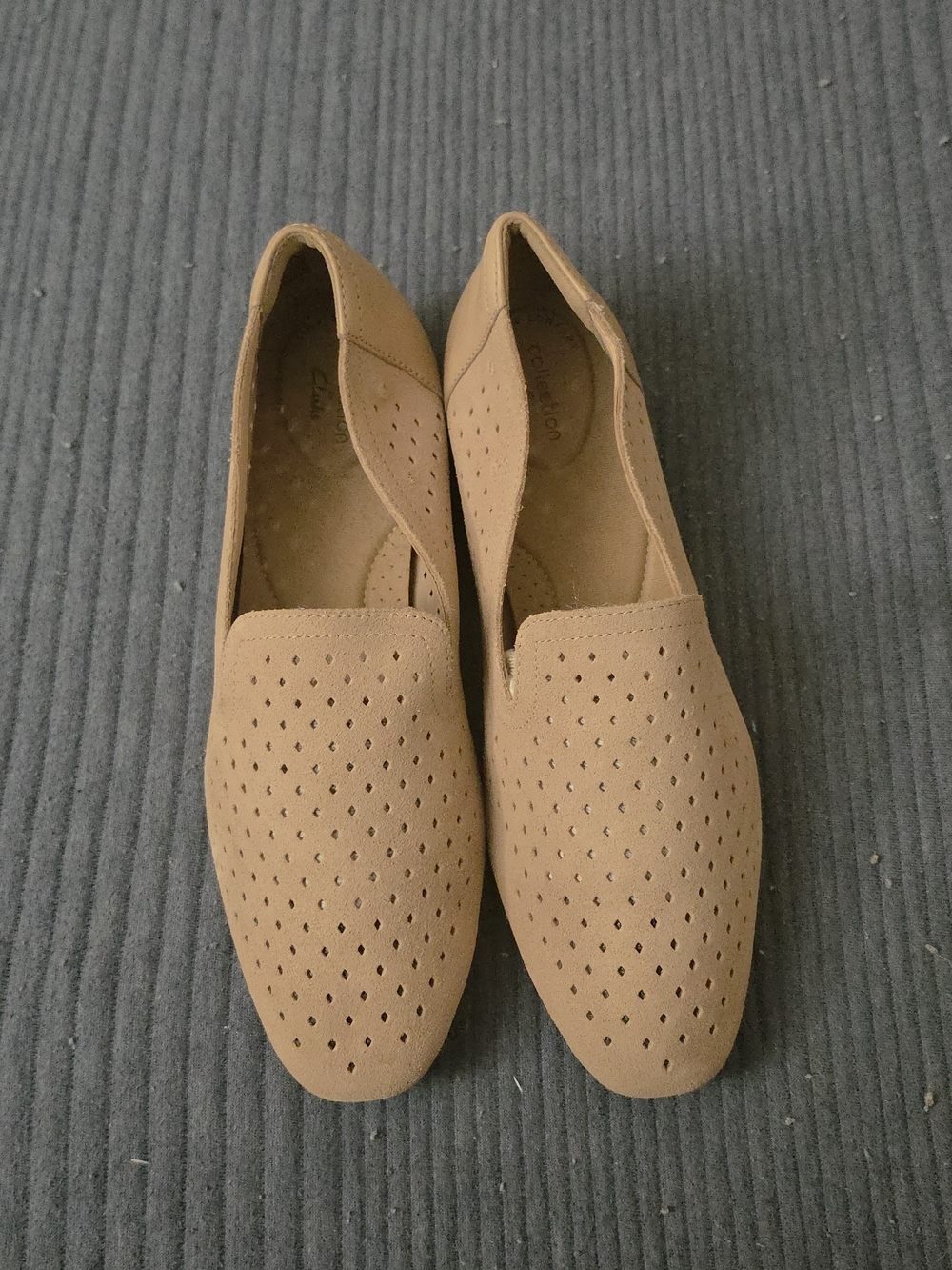 Clarks Women's Perforated Slip-On Flats in Light Brown